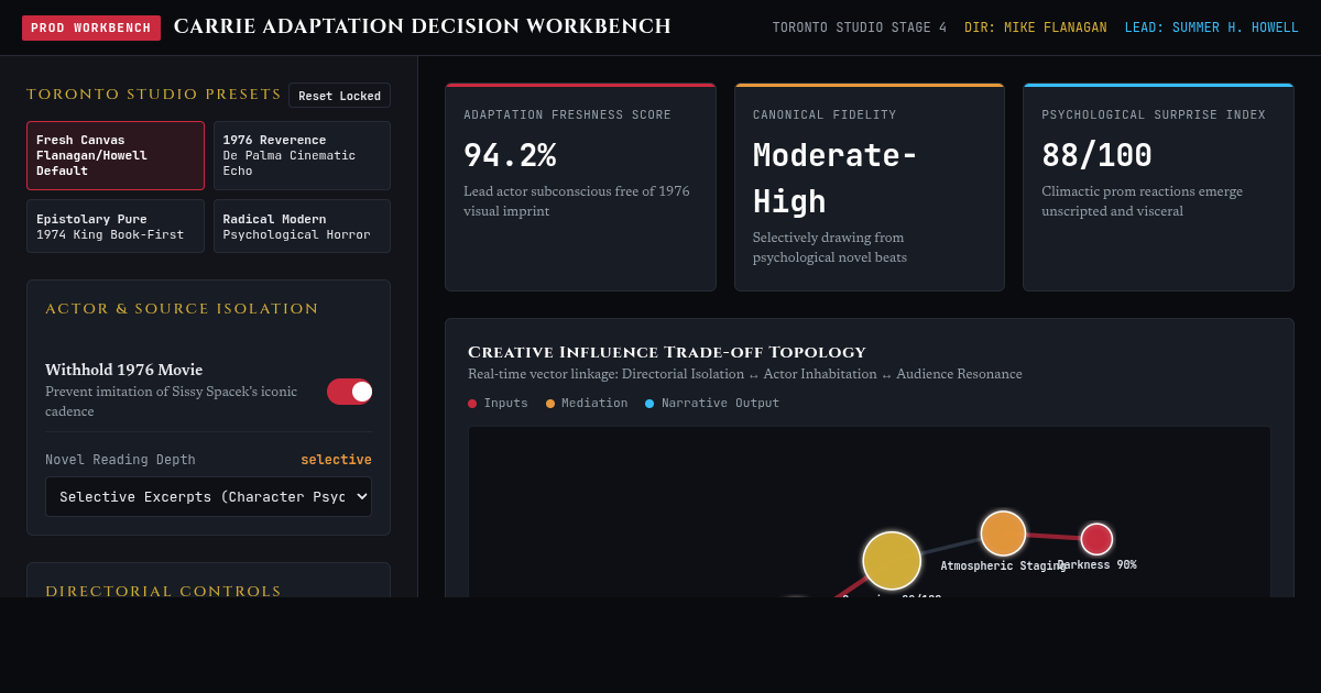 Carrie Adaptation Creative Decision Workbench | Toronto Studio Strategy preview