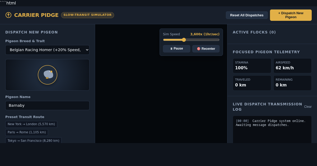 Carrier Pidge - Interactive Slow-Messaging Pigeon Simulator preview