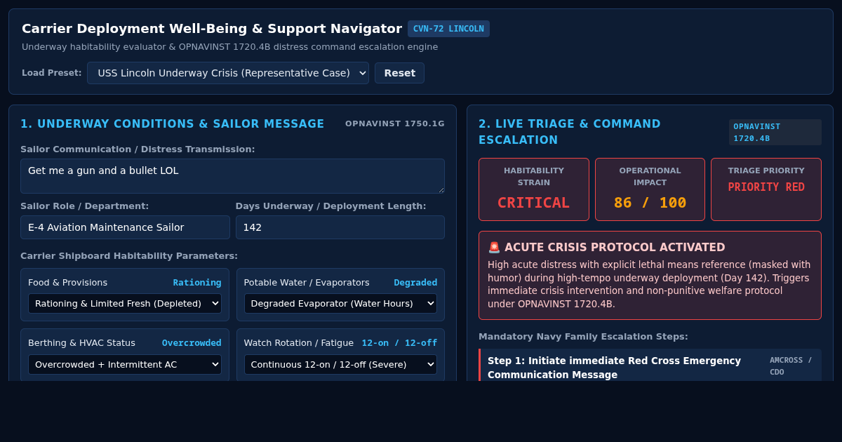 Carrier Deployment Well-Being & Support Navigator preview