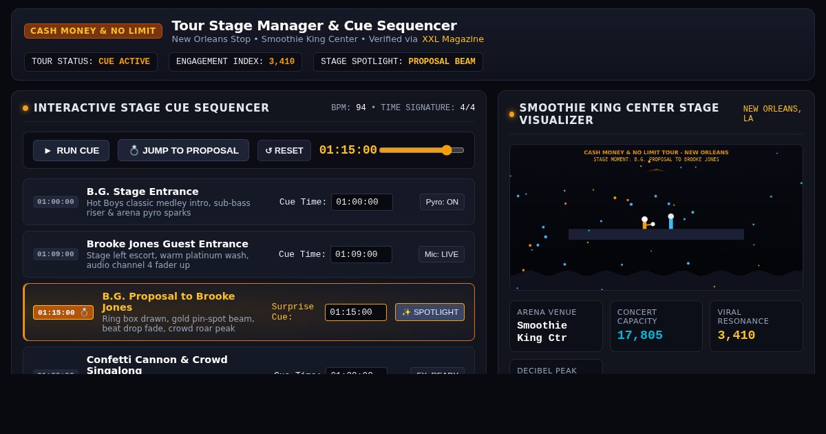 Cash Money Tour Stage Manager & Setlist Planner preview