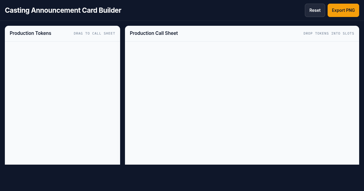 Casting Announcement Card Builder preview