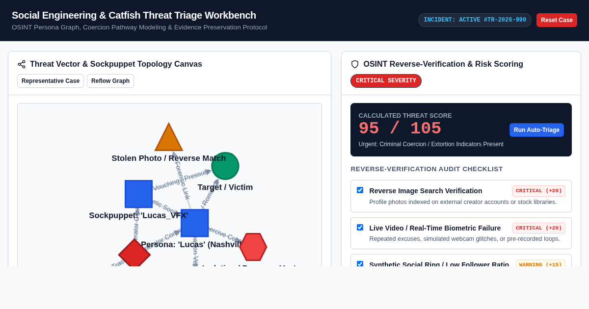 Social Engineering & Catfish Threat Triage Workbench preview