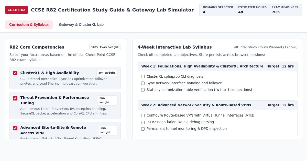 CCSE R82 Certification Study Guide & Gateway Lab Simulator preview