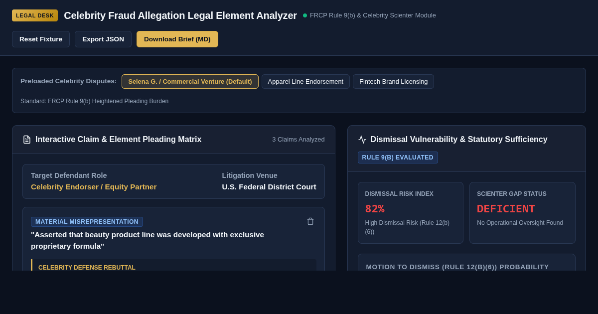 Celebrity Fraud Allegation Legal Element Analyzer preview