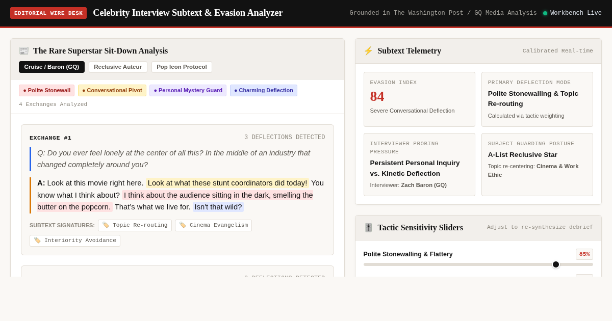 Celebrity Interview Subtext & Evasion Analyzer preview