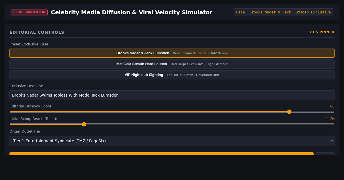 Celebrity Media Diffusion & Viral Velocity Simulator preview