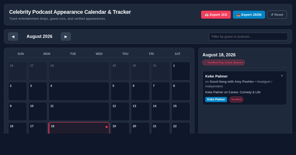 Celebrity Podcast Appearance Calendar & Tracker preview