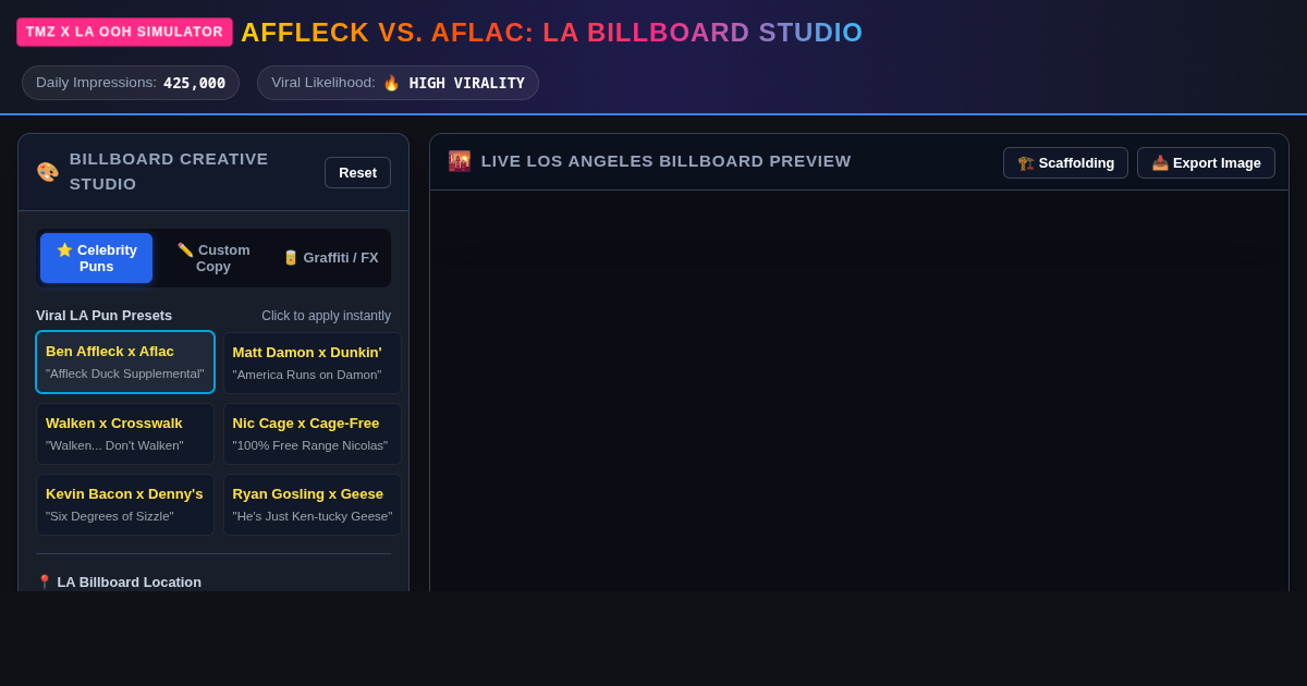 Affleck vs. Aflac: LA Billboard & Celebrity Pun Campaign Studio preview