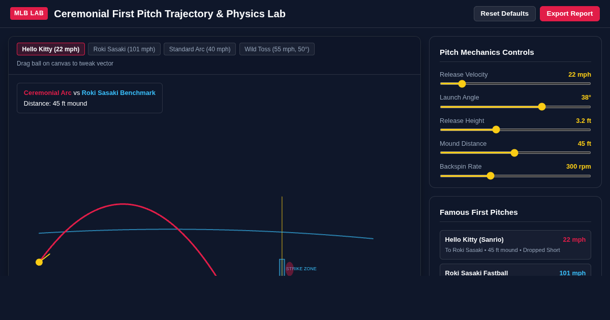 Ceremonial First Pitch Trajectory & Physics Lab | MLB Analytics preview