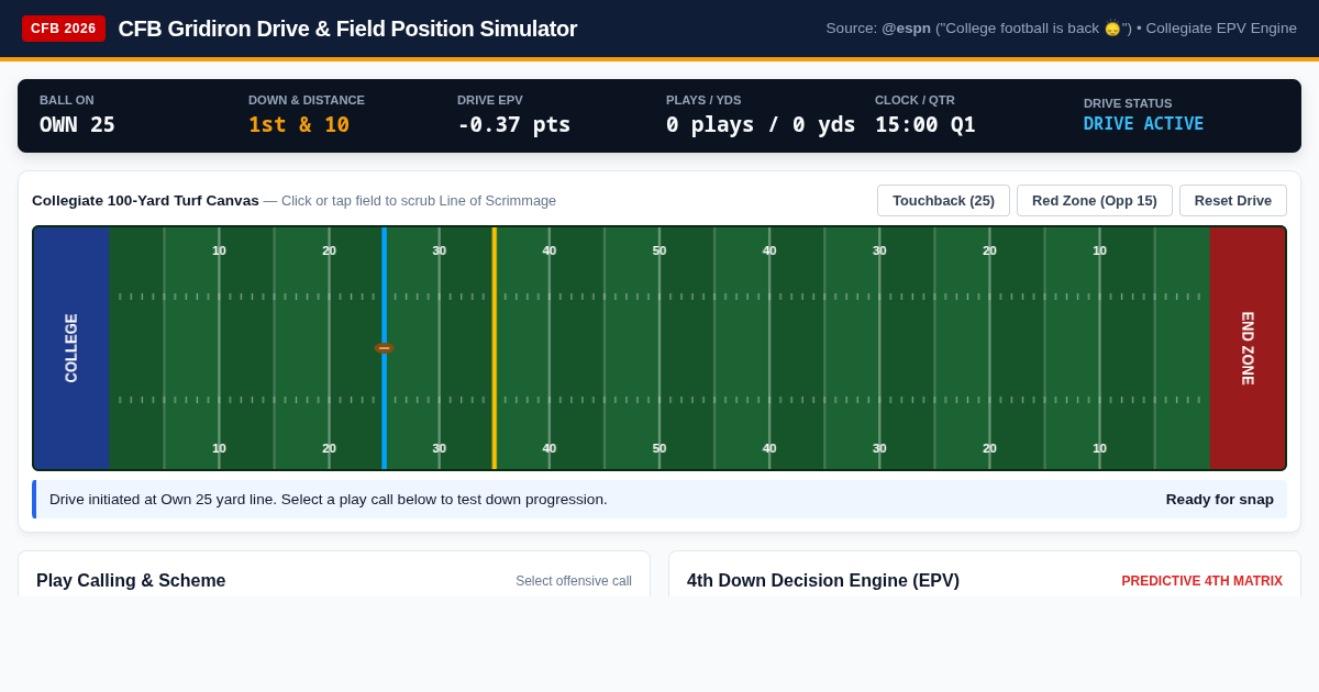 CFB Gridiron Drive & Field Position Simulator preview