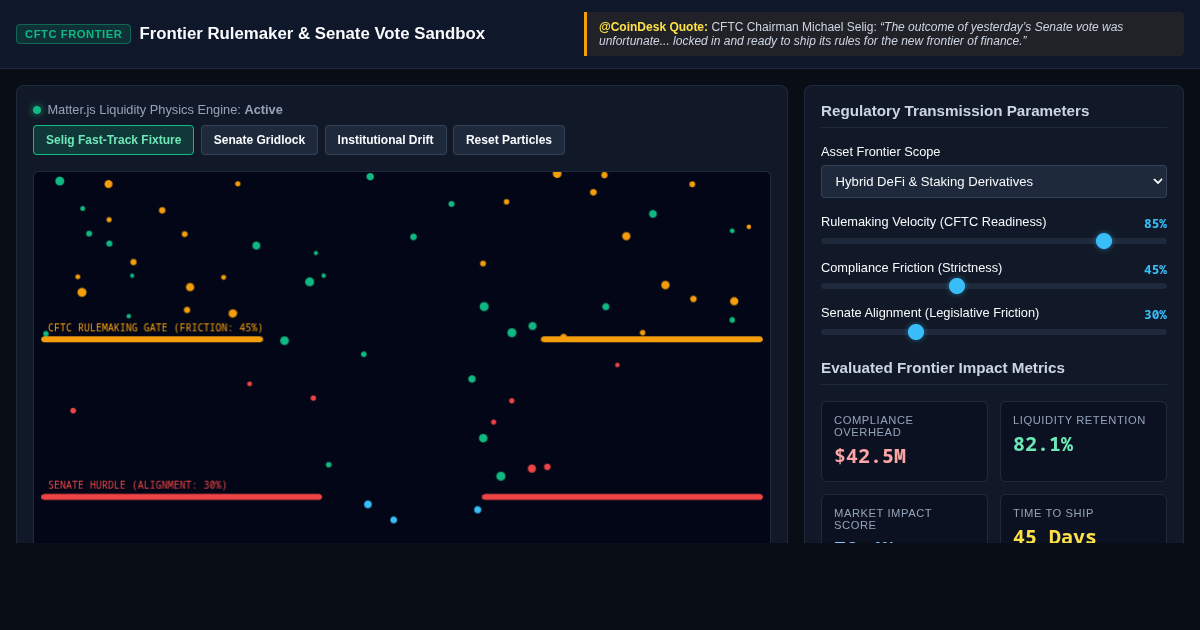 CFTC Frontier Rulemaker & Senate Vote Impact Sandbox preview
