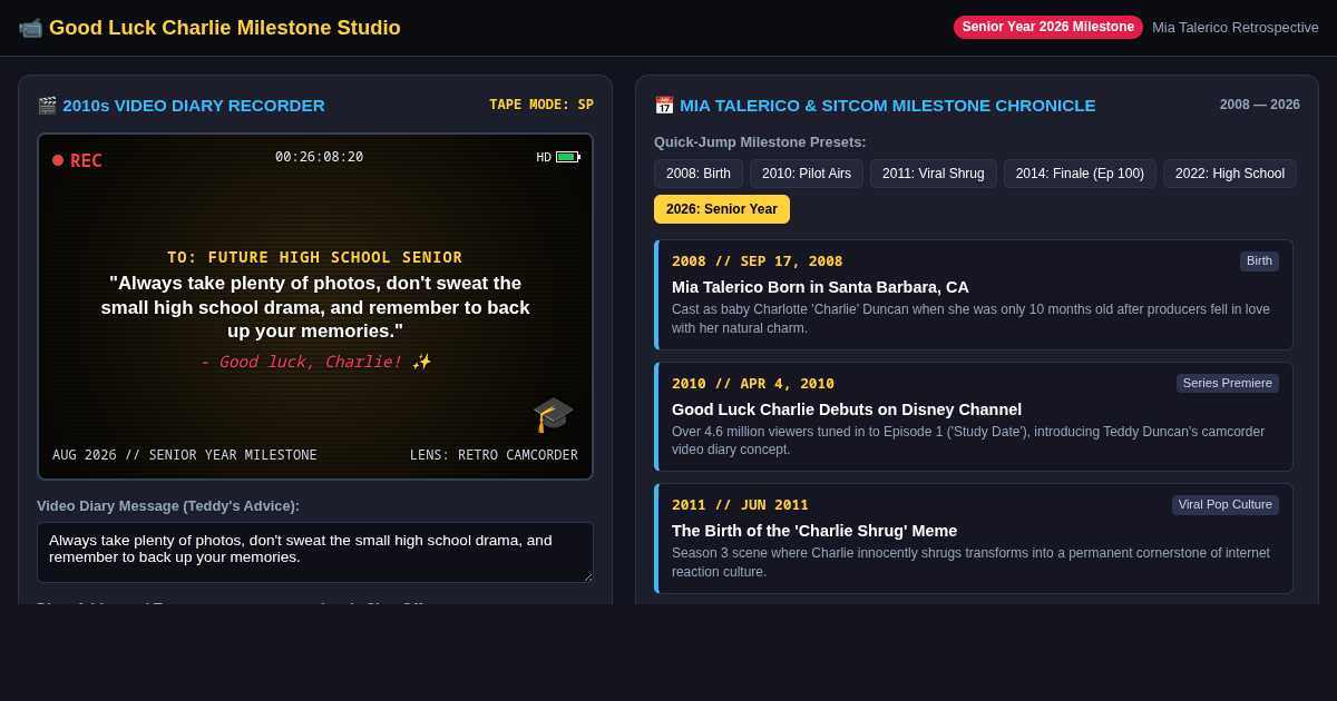 Good Luck Charlie Milestone Chronicle & Video Diary Studio preview