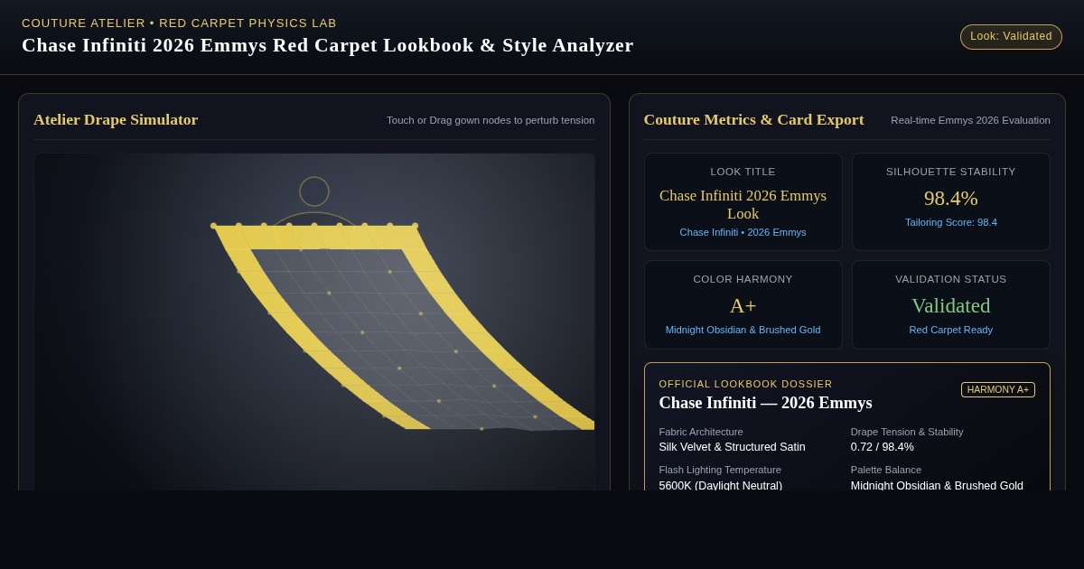 Chase Infiniti 2026 Emmys Red Carpet Lookbook & Style Analyzer preview