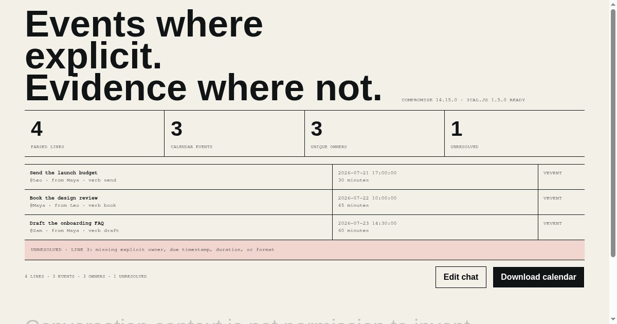 Chat Action Calendar preview