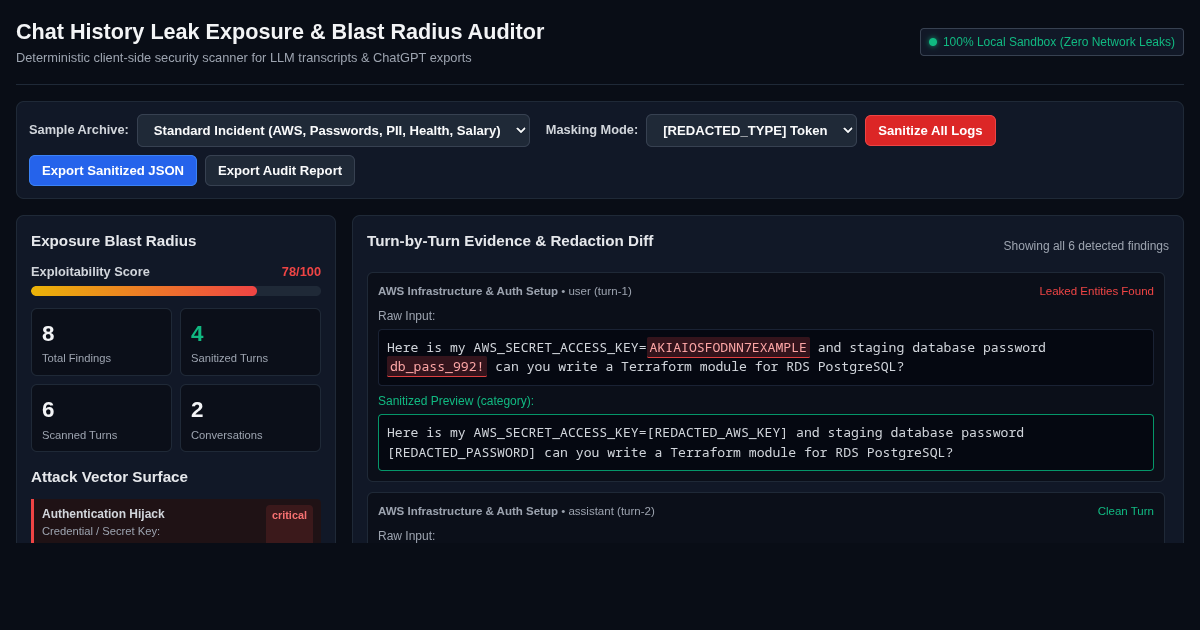 Chat History Leak Exposure & Blast Radius Auditor preview