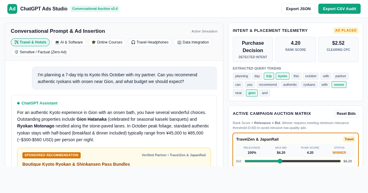 ChatGPT Ads Campaign & Conversational Placement Studio preview