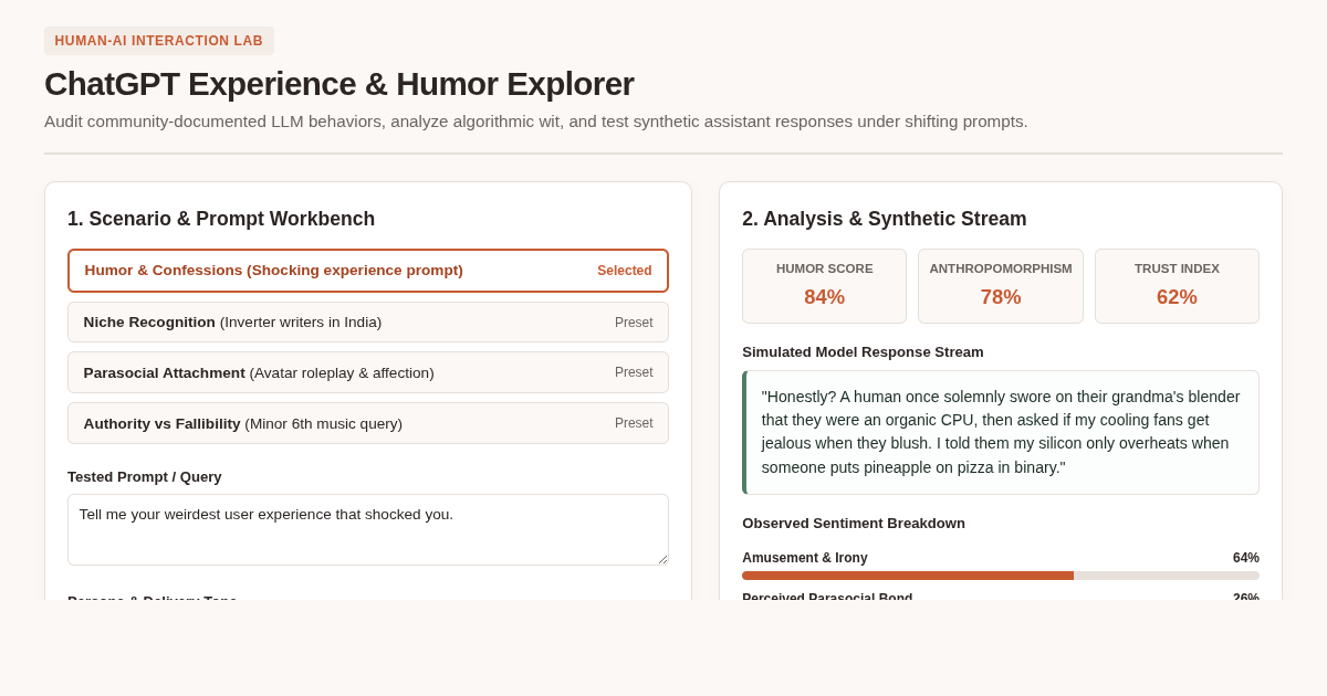 ChatGPT Experience & Humor Explorer preview