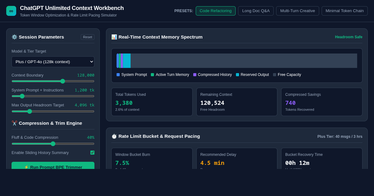 ChatGPT Unlimited Context & Rate Limit Workbench preview