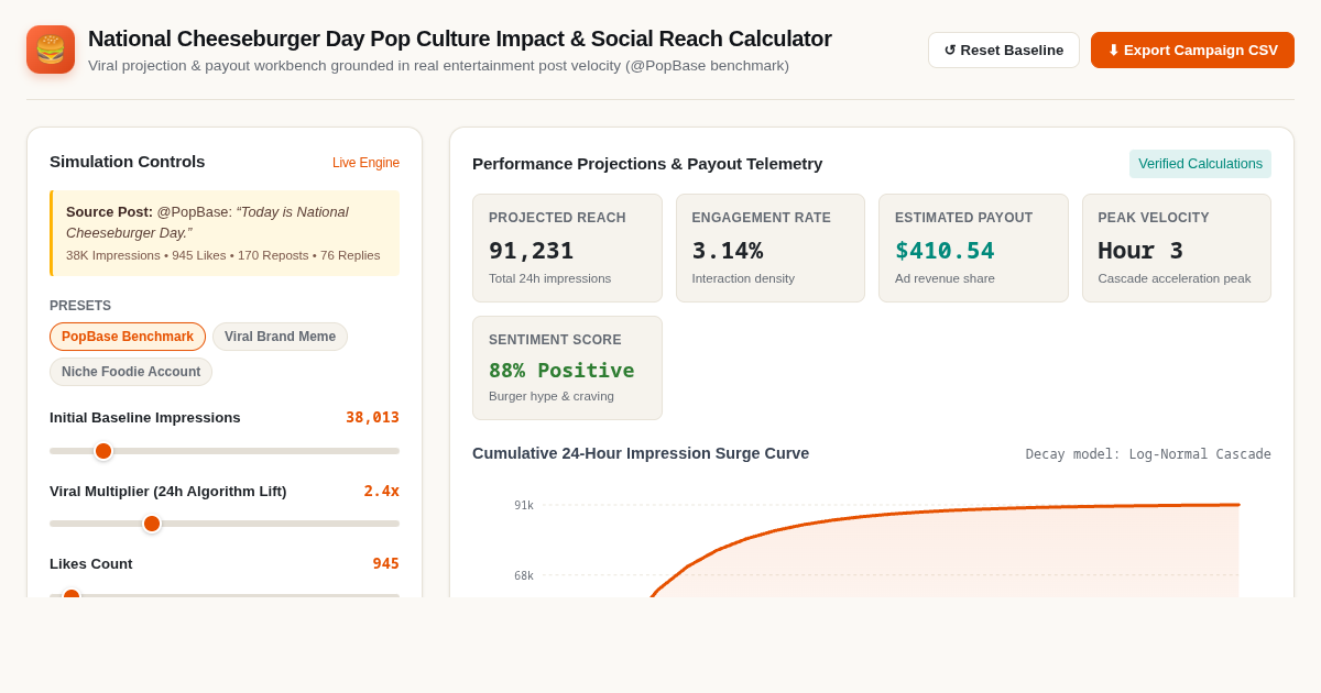 National Cheeseburger Day Pop Culture Impact & Social Reach Calculator preview