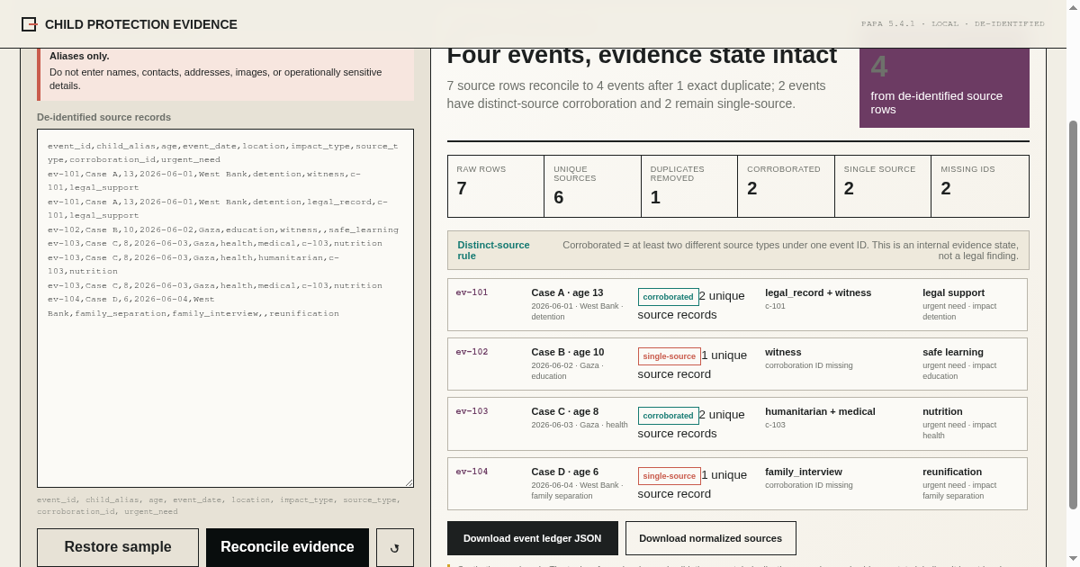 Child Protection Evidence Reconciler preview