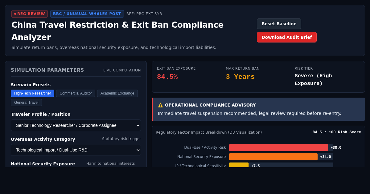 China Travel Restriction & Exit Ban Compliance Analyzer preview