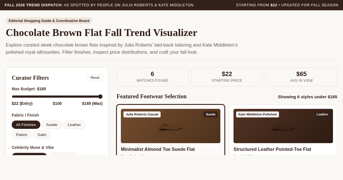 Chocolate Brown Flat Fall Trend Visualizer & Price Finder preview