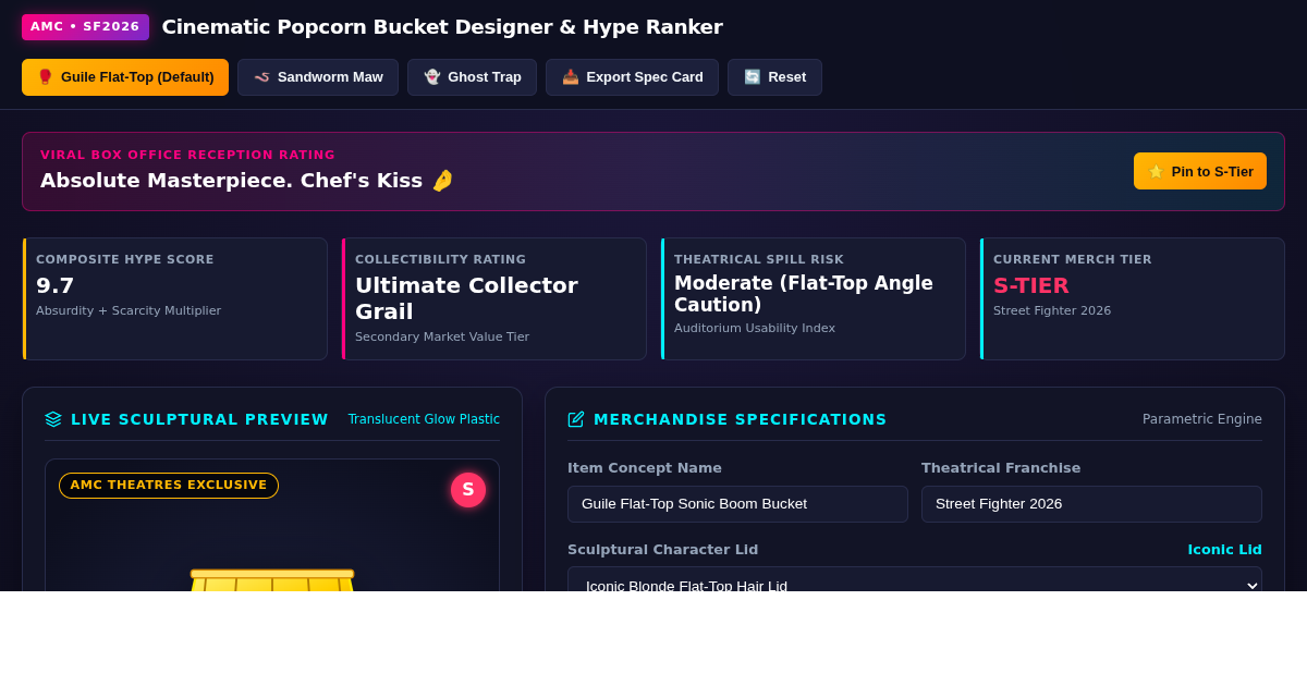 Cinematic Popcorn Bucket Designer & Hype Ranker preview