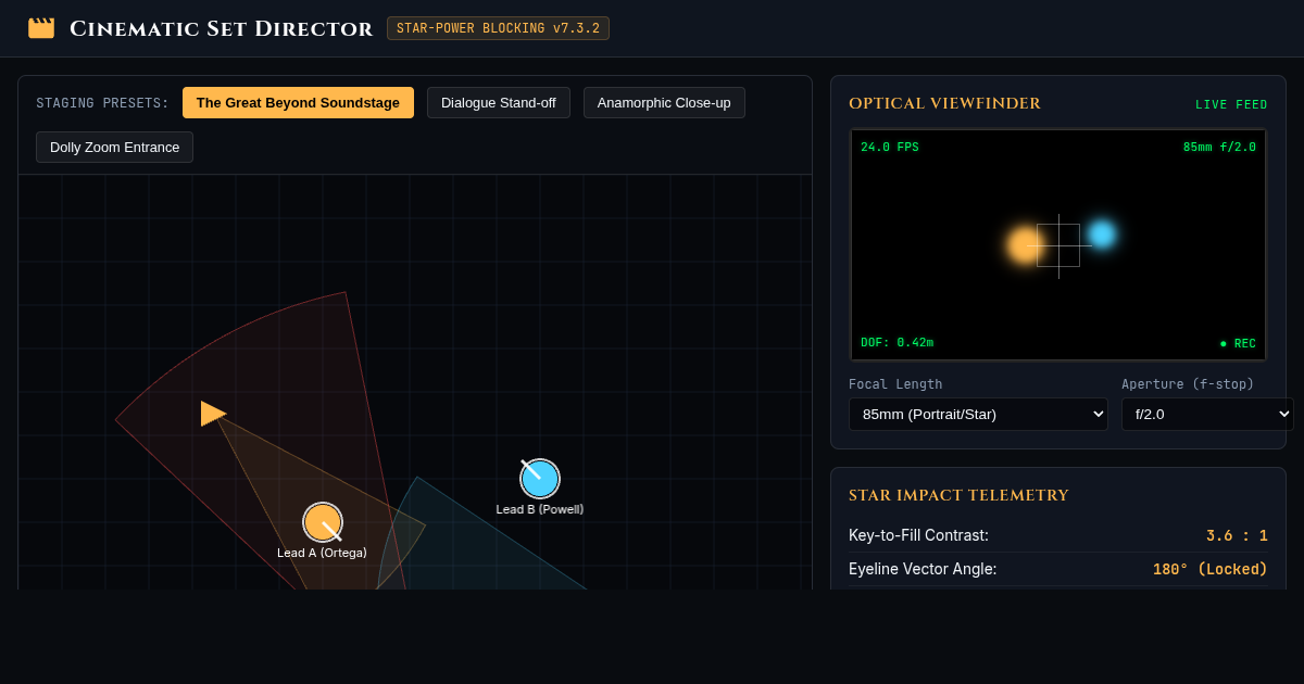 Cinematic Set Director & Star Power Blocking Simulator preview