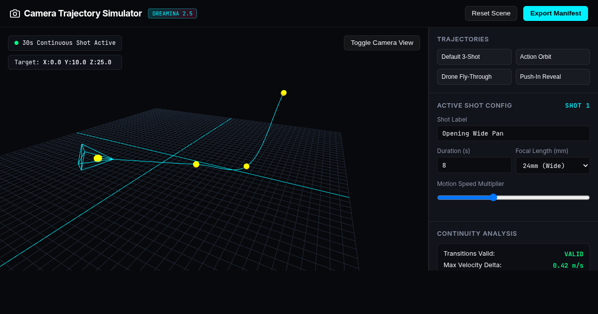 Cinematic Video Storyboard & Camera Trajectory Simulator preview