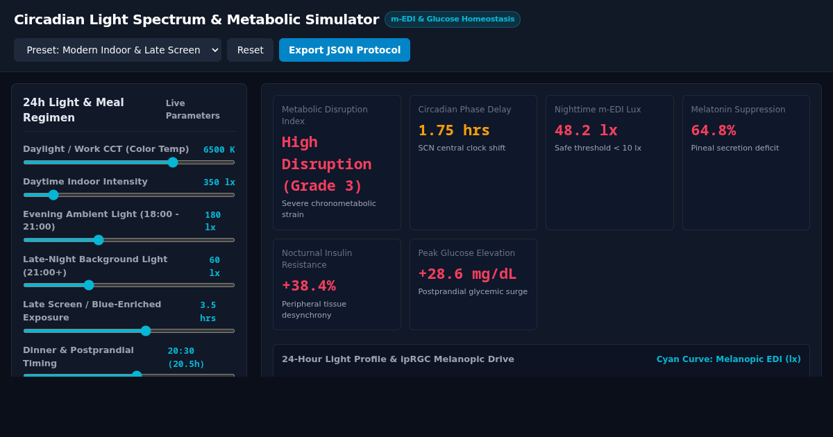 Circadian Light Spectrum & Metabolic Disruption Simulator preview