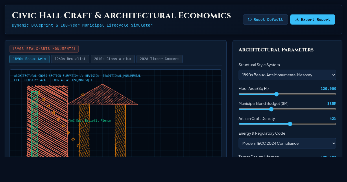 Civic Hall Craft & Architectural Economics Simulator preview