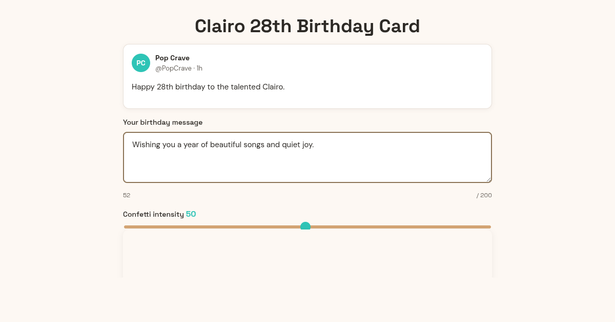 Clairo 28th Birthday Card preview