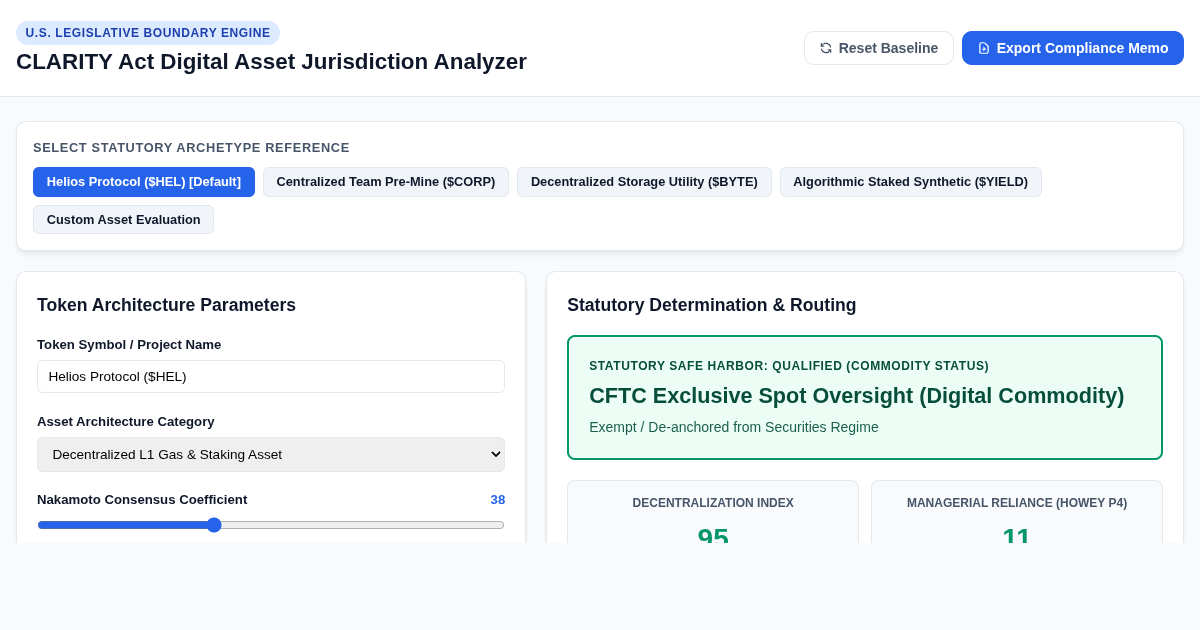 CLARITY Act Digital Asset Jurisdiction Analyzer preview