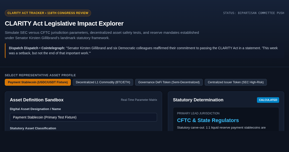 CLARITY Act Legislative Impact Explorer & Amendment Tracker preview
