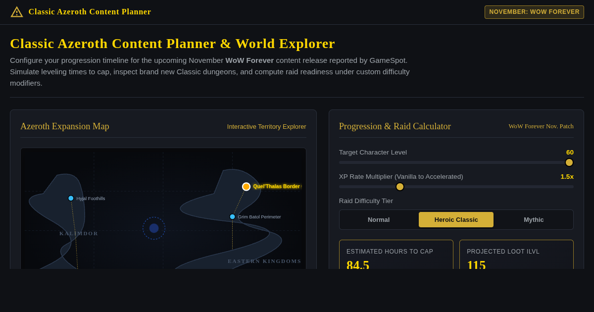 Classic Azeroth Content Planner & World Explorer preview
