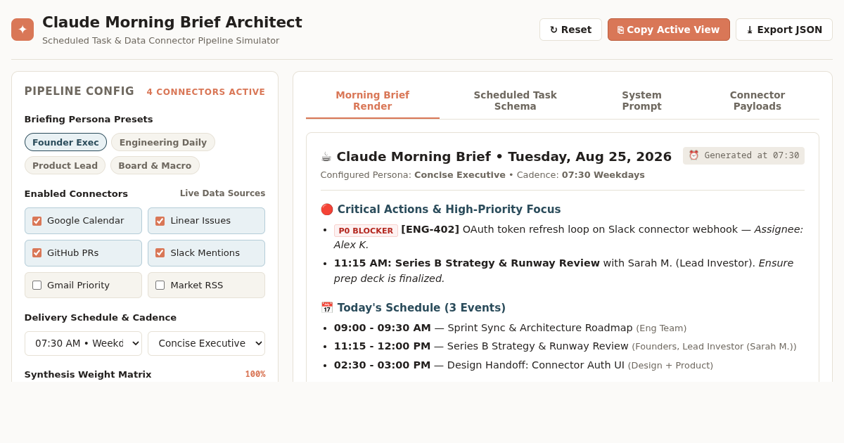 Claude Morning Brief Architect & Connector Dispatcher preview