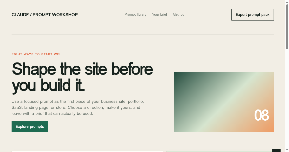 Claude site prompt workshop preview