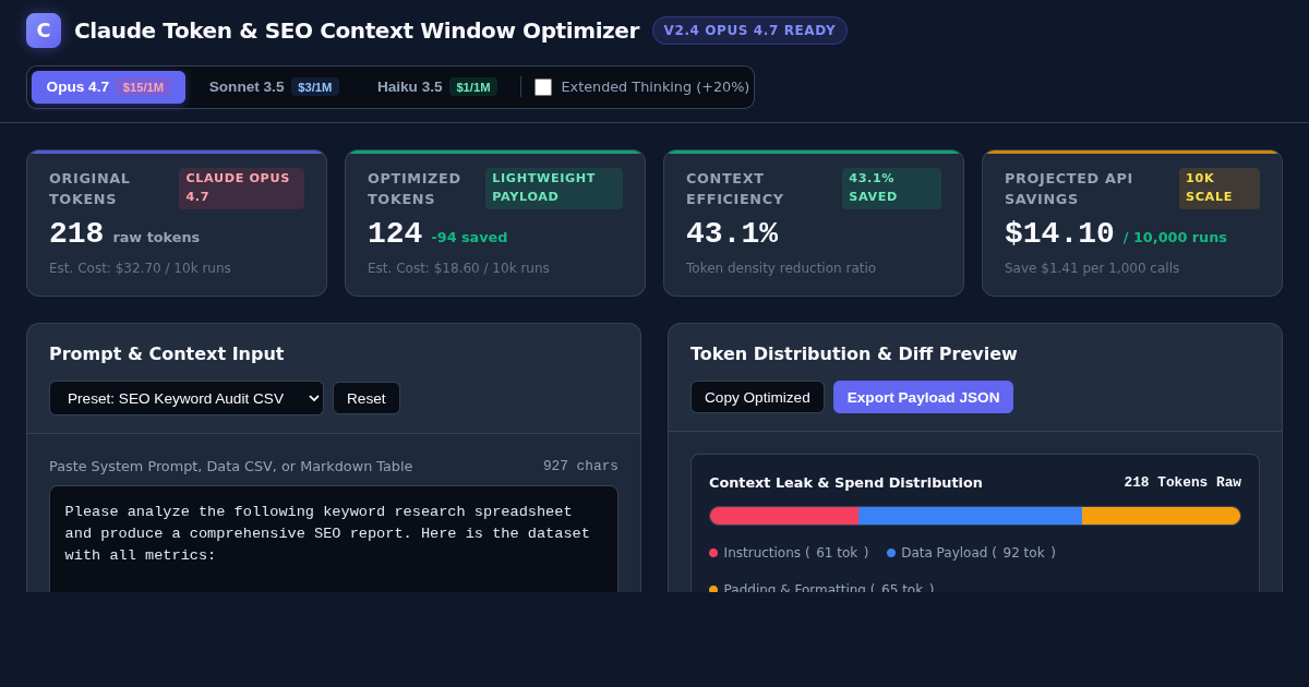 Claude Token & SEO Context Window Optimizer preview