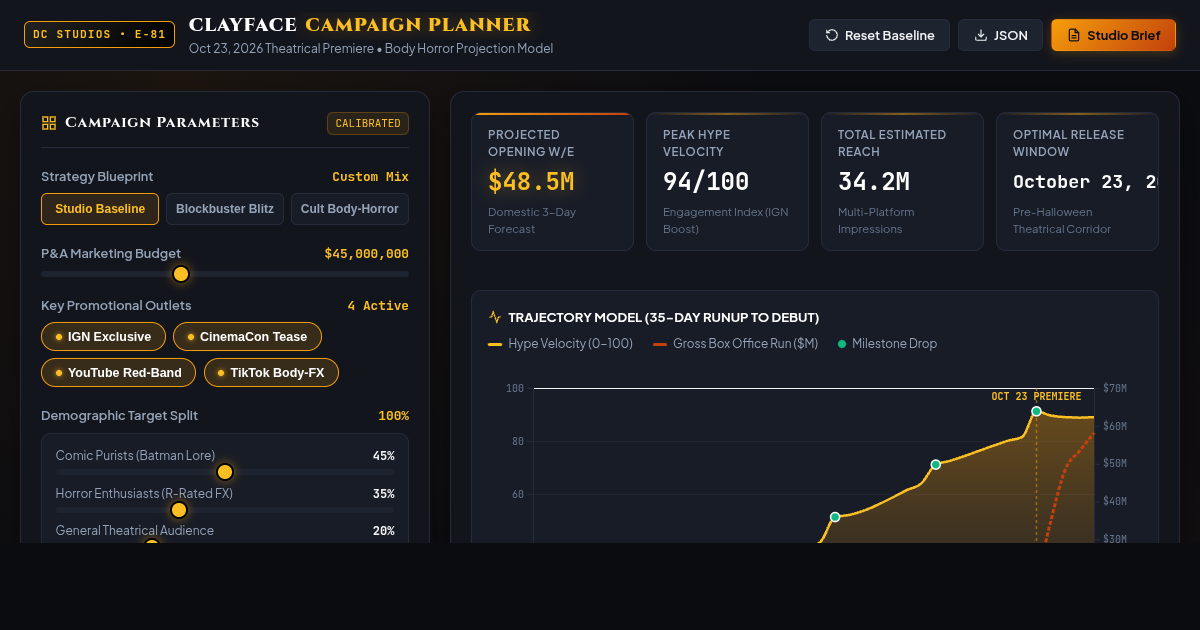 Clayface Cinematic Marketing & Box Office Campaign Planner preview