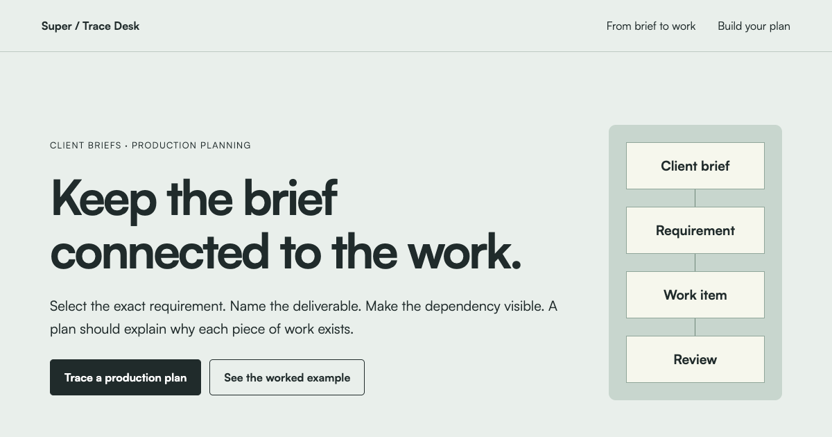 Carry the brief into production preview