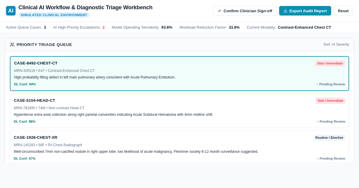 Clinical AI Workflow & Diagnostic Triage Workbench preview