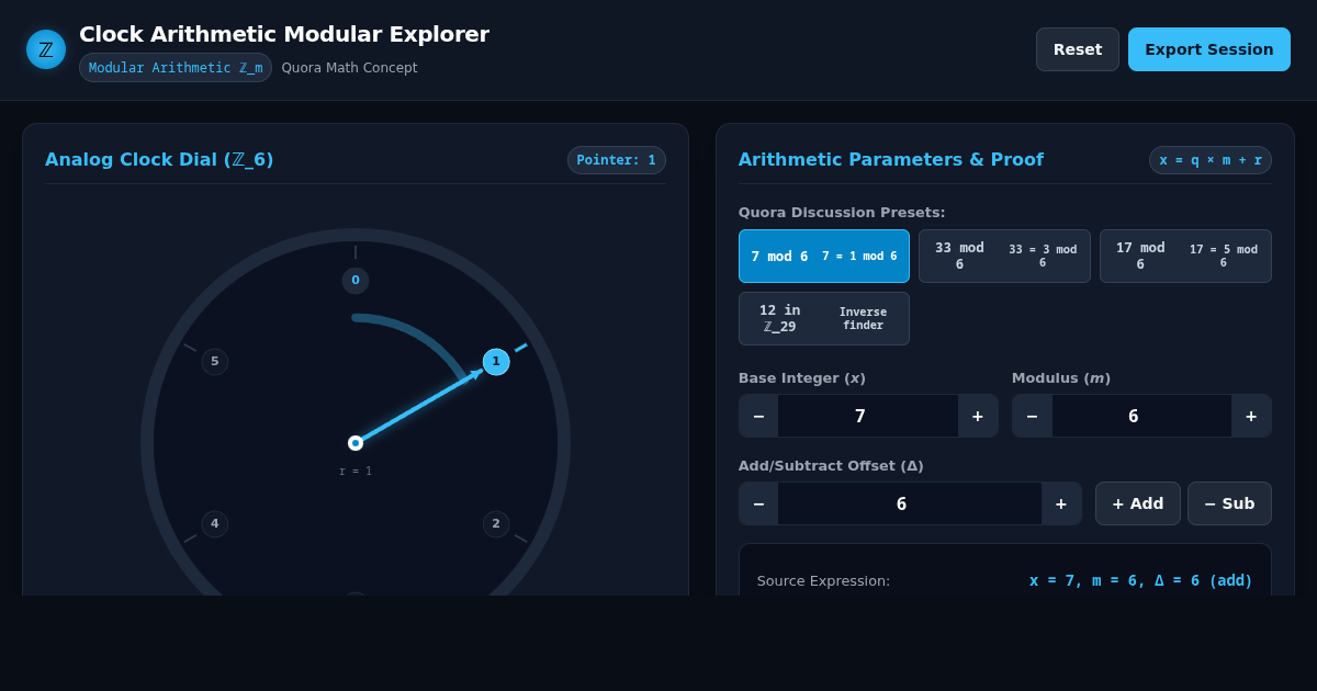 Clock Arithmetic & Modular Explorer preview