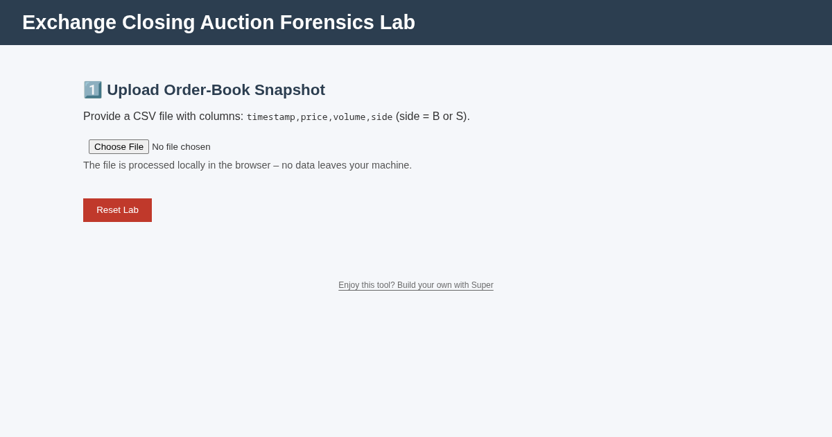 Exchange Closing Auction Forensics Lab preview