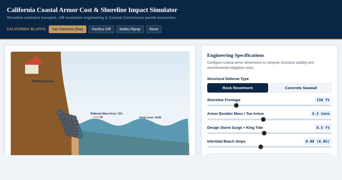 California Coastal Armor Cost & Shoreline Impact Simulator preview