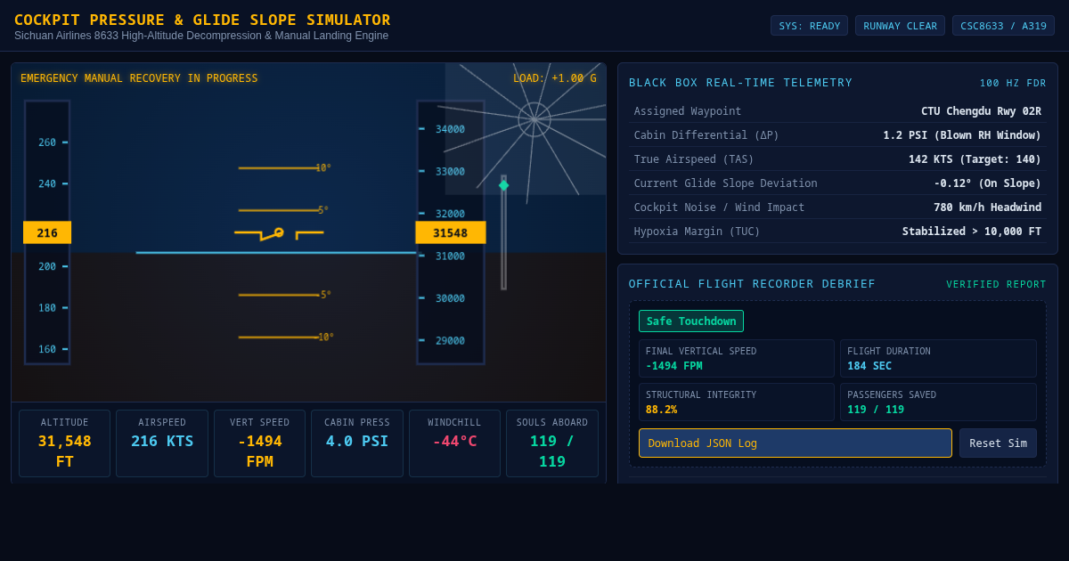 Cockpit Pressure & Glide Slope Emergency Landing Simulator preview