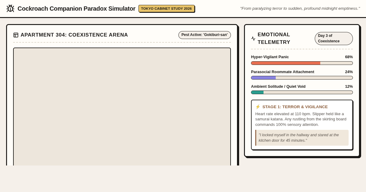 Cockroach Companion Paradox Simulator: The Emotional Arc of Unwanted Coexistence preview