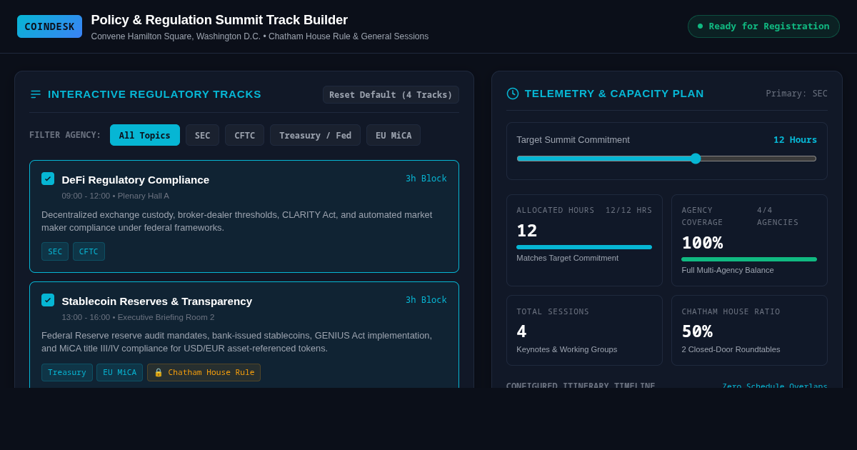 CoinDesk Policy and Regulation Summit Schedule & Track Builder preview
