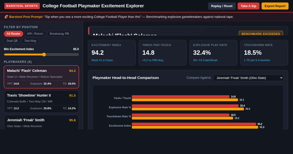 College Football Playmaker Excitement Explorer preview