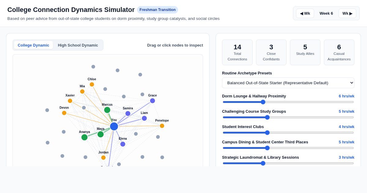 College Connection Dynamics Simulator | Out-of-State Freshman Guide preview