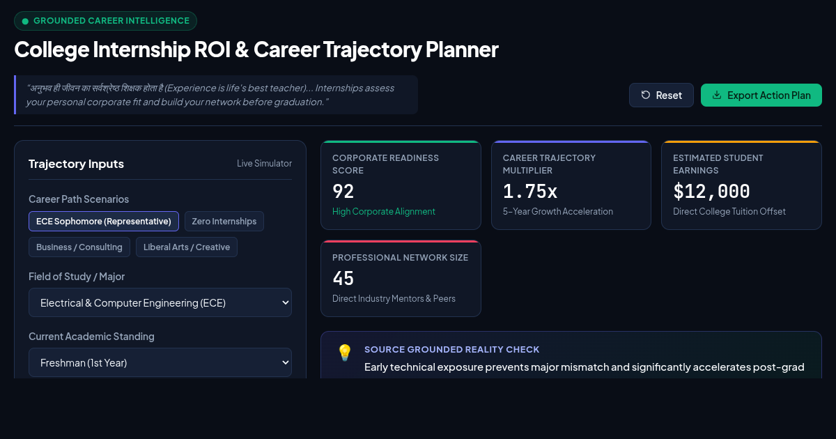 College Internship ROI & Career Trajectory Planner preview